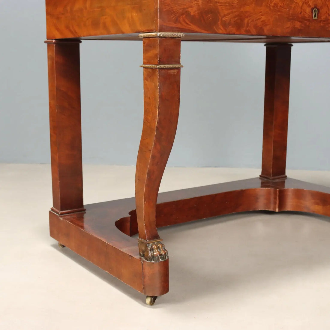 Antique Writing Desk Napoleon III Mahogany Metal France XIX Century