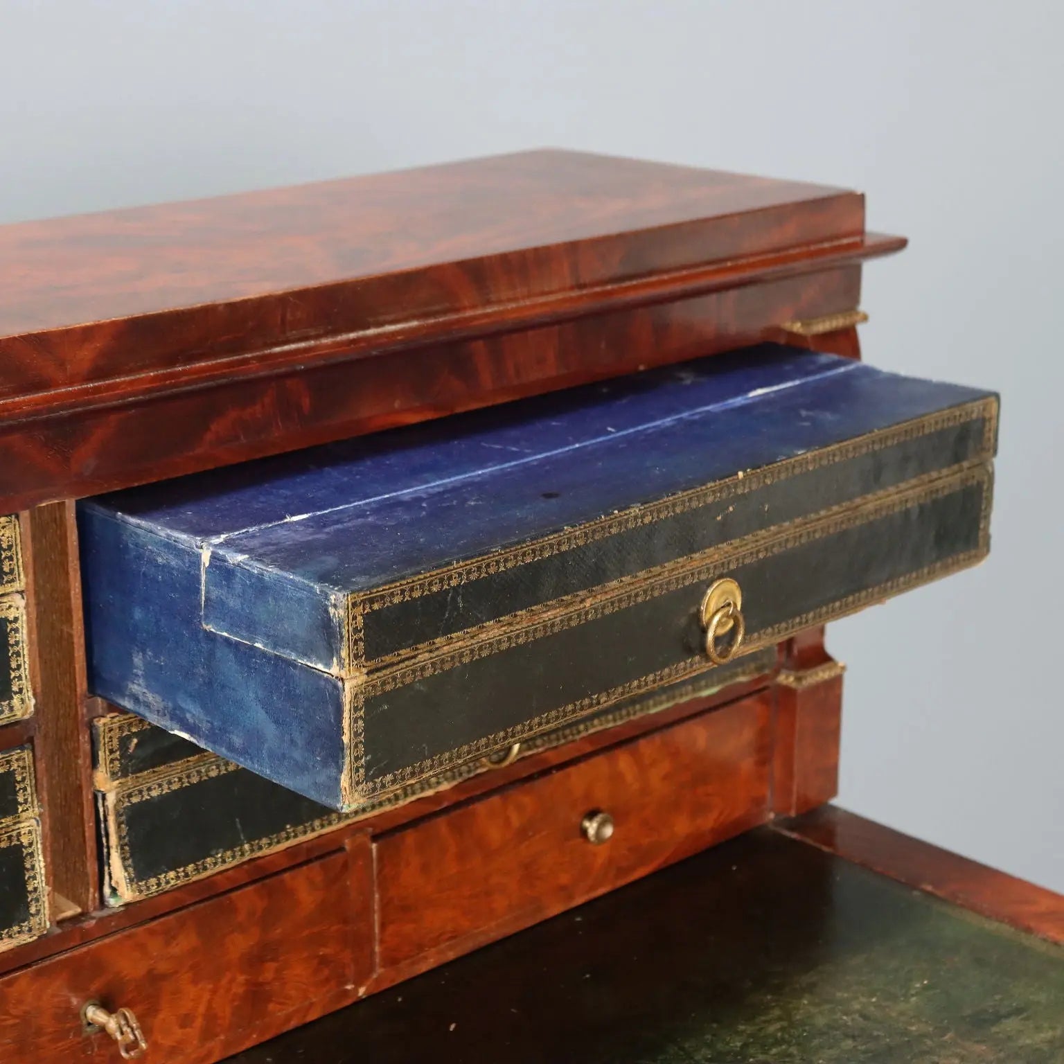 Antique Writing Desk Napoleon III Mahogany Metal France XIX Century