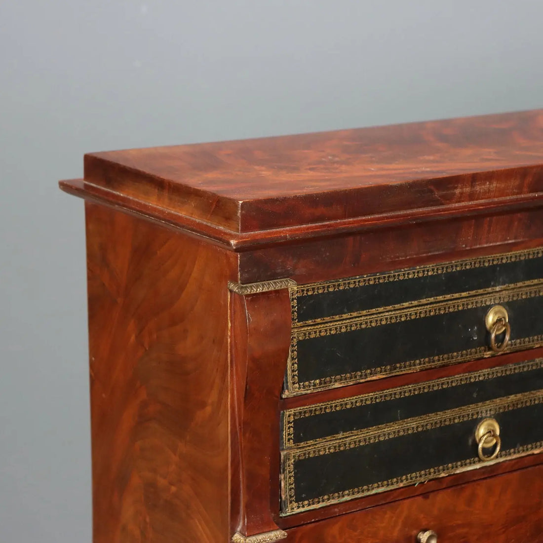 Antique Writing Desk Napoleon III Mahogany Metal France XIX Century