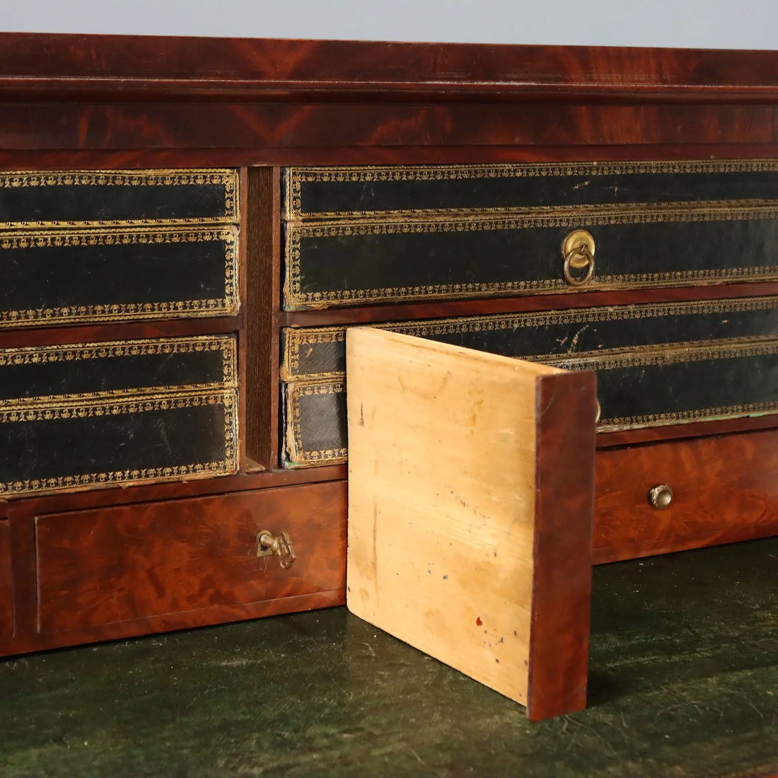 Antique Writing Desk Napoleon III Mahogany Metal France XIX Century