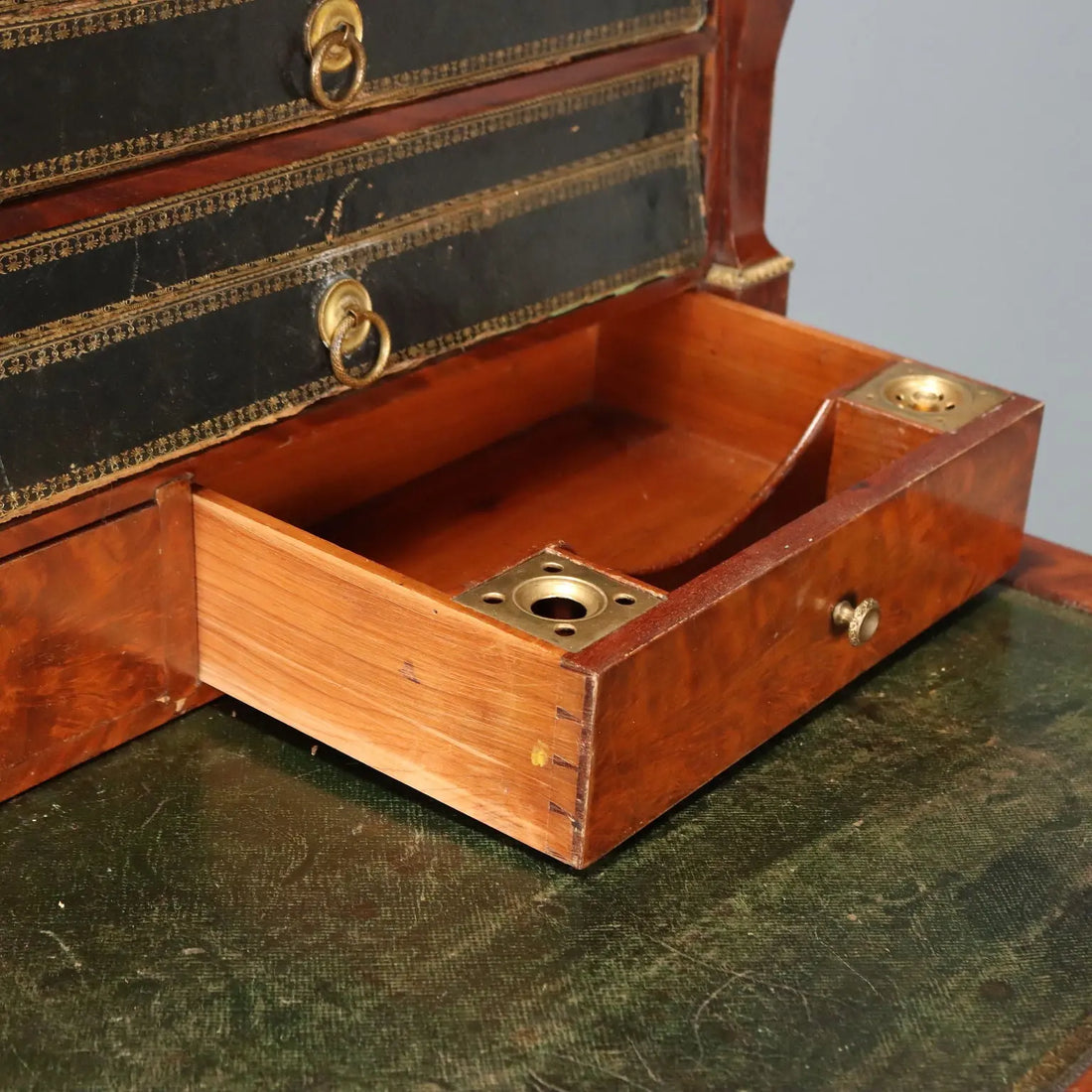 Antique Writing Desk Napoleon III Mahogany Metal France XIX Century