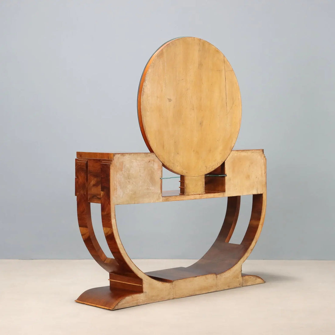 Antique Art Deco Dressing Table Walnut Mirror Italy XX Century
