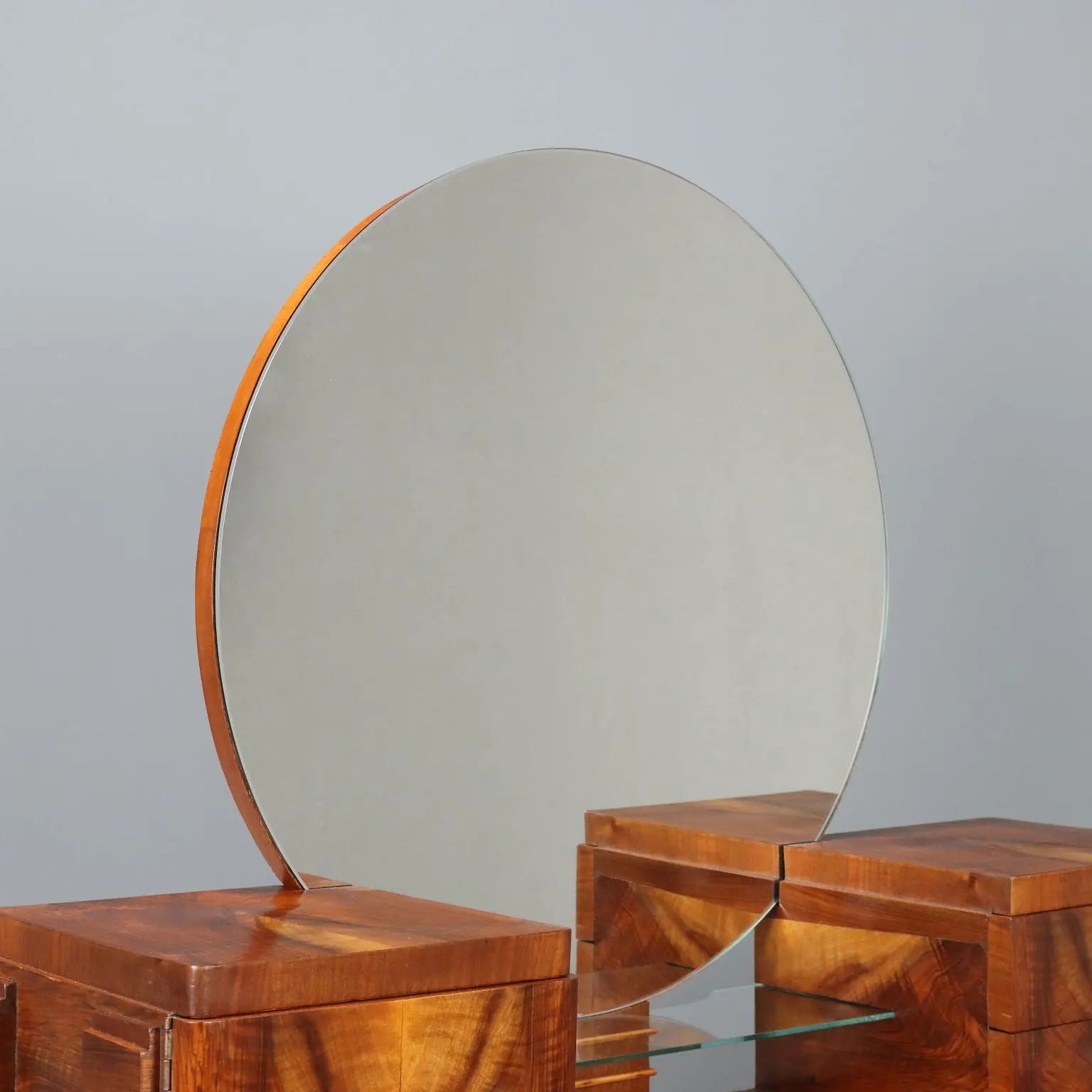 Antique Art Deco Dressing Table Walnut Mirror Italy XX Century