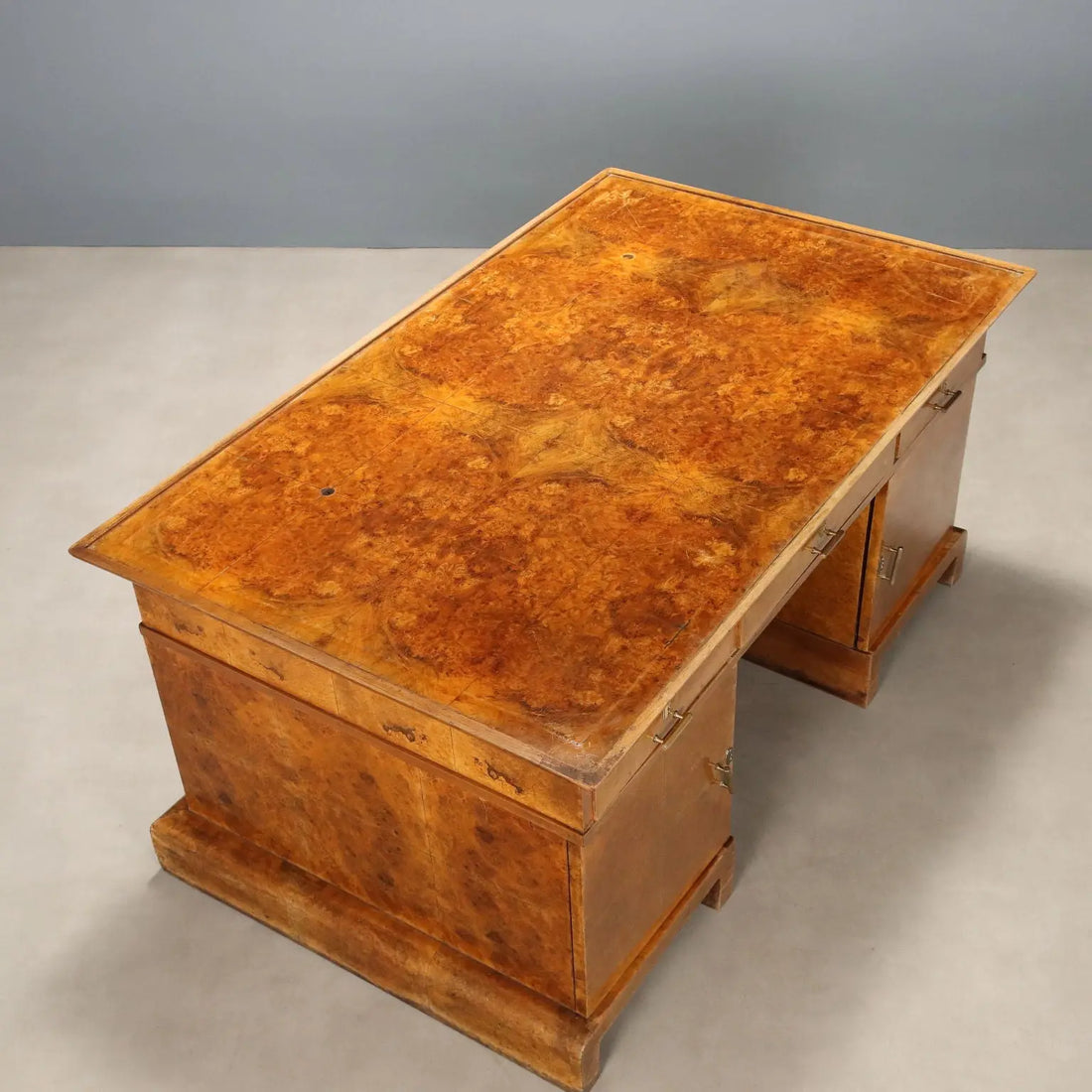 Antique Writing Desk Art Deco Walnut Burl XX Century