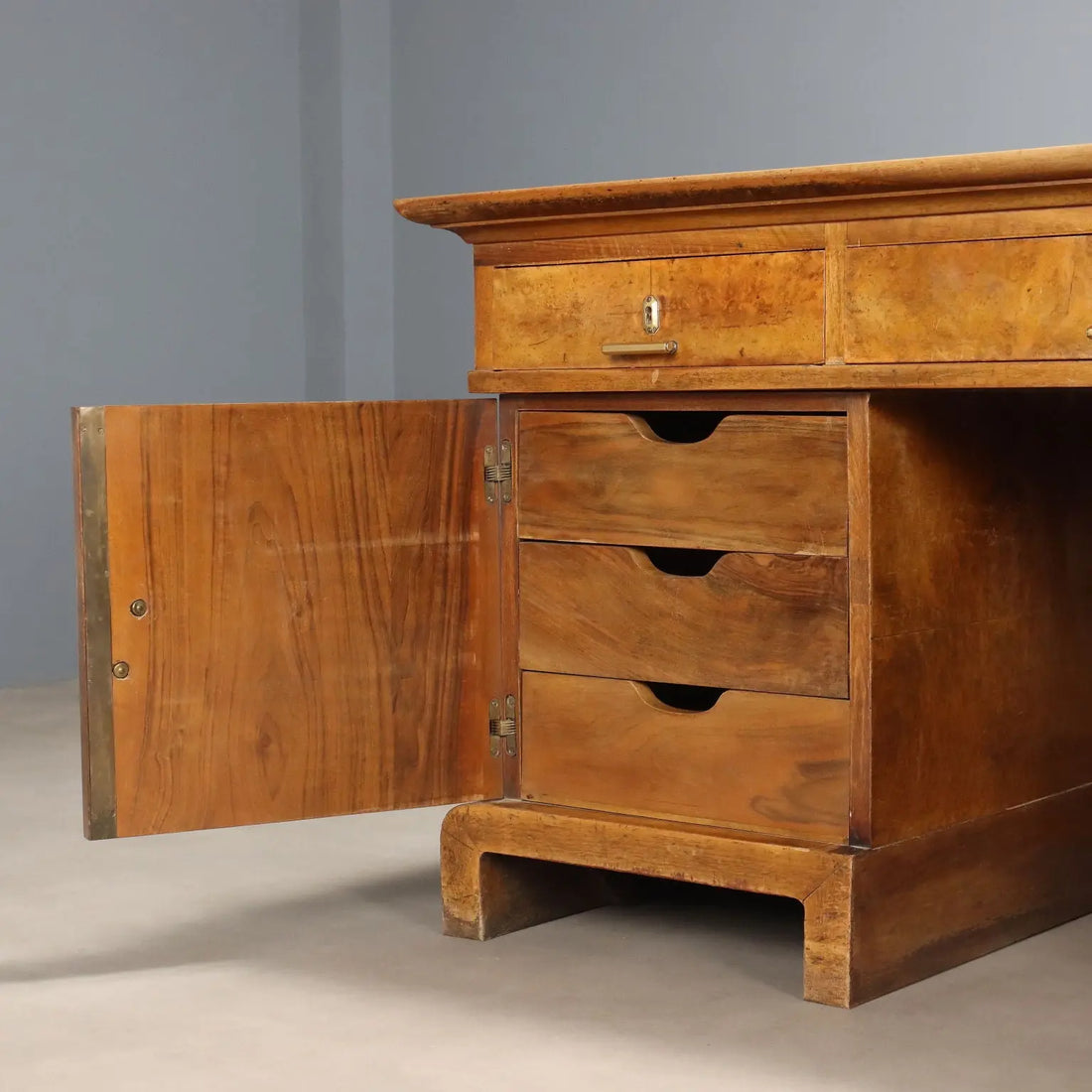 Antique Writing Desk Art Deco Walnut Burl XX Century