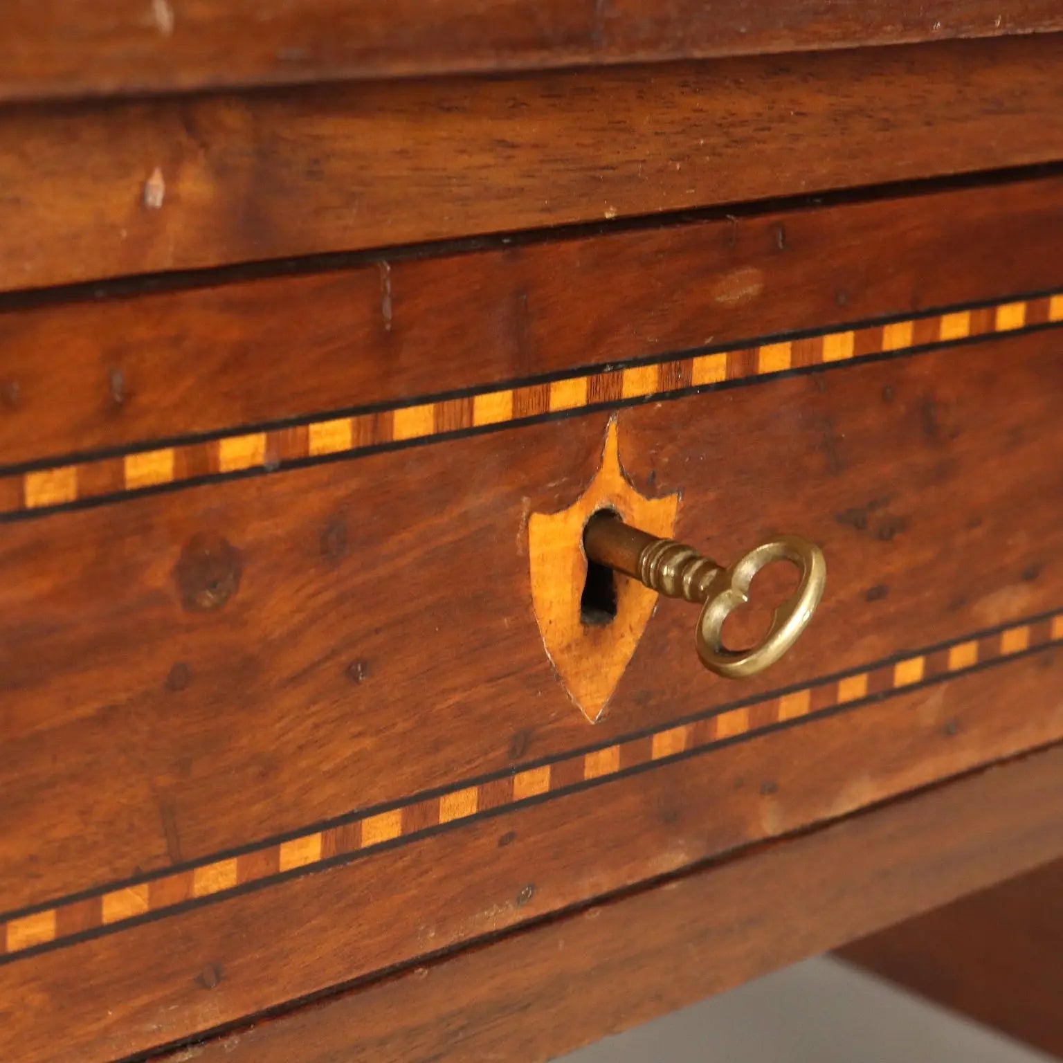 Antique Writing Desk Walnut Woods Italy XX Century