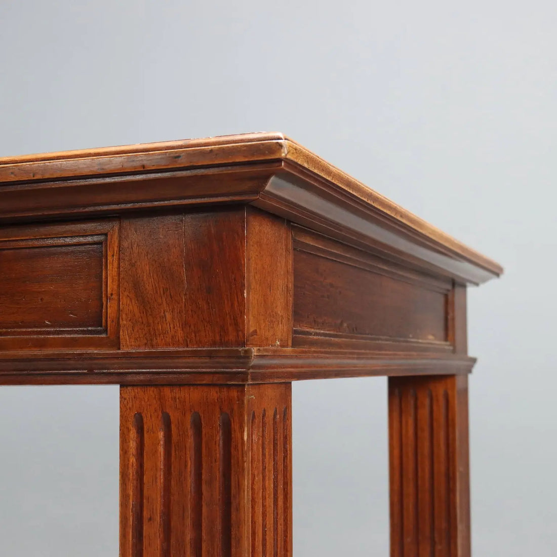 Antique Writing Desk Walnut Brown Leather Italy XIX Century