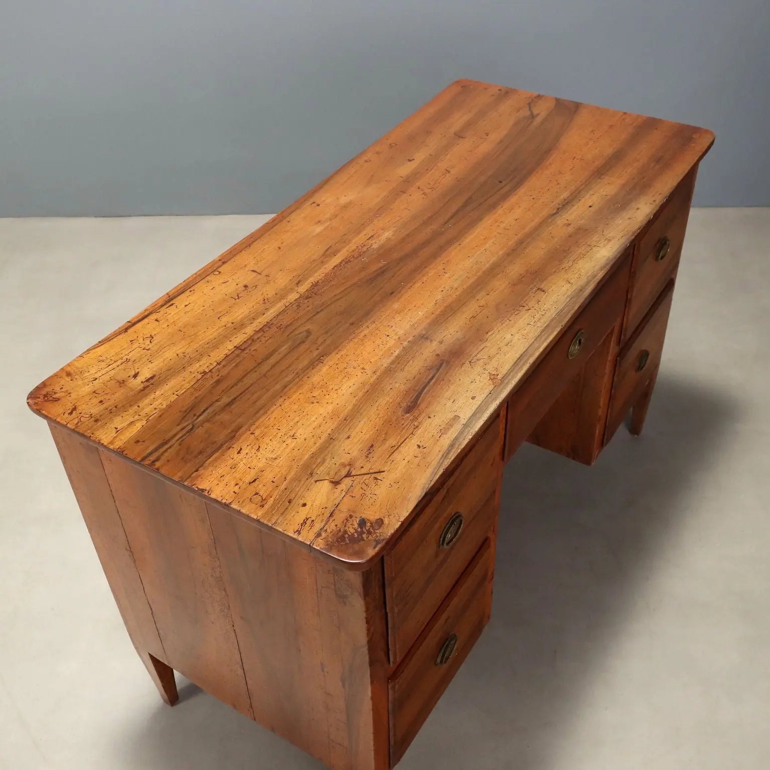 Antique Directoire Writing Desk Walnut 5 Drawers Italy XIX Century