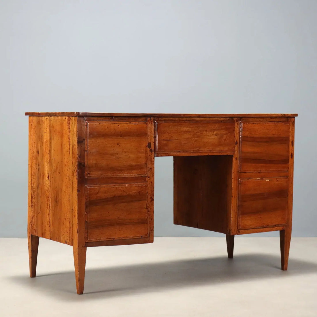 Antique Directoire Writing Desk Walnut 5 Drawers Italy XIX Century