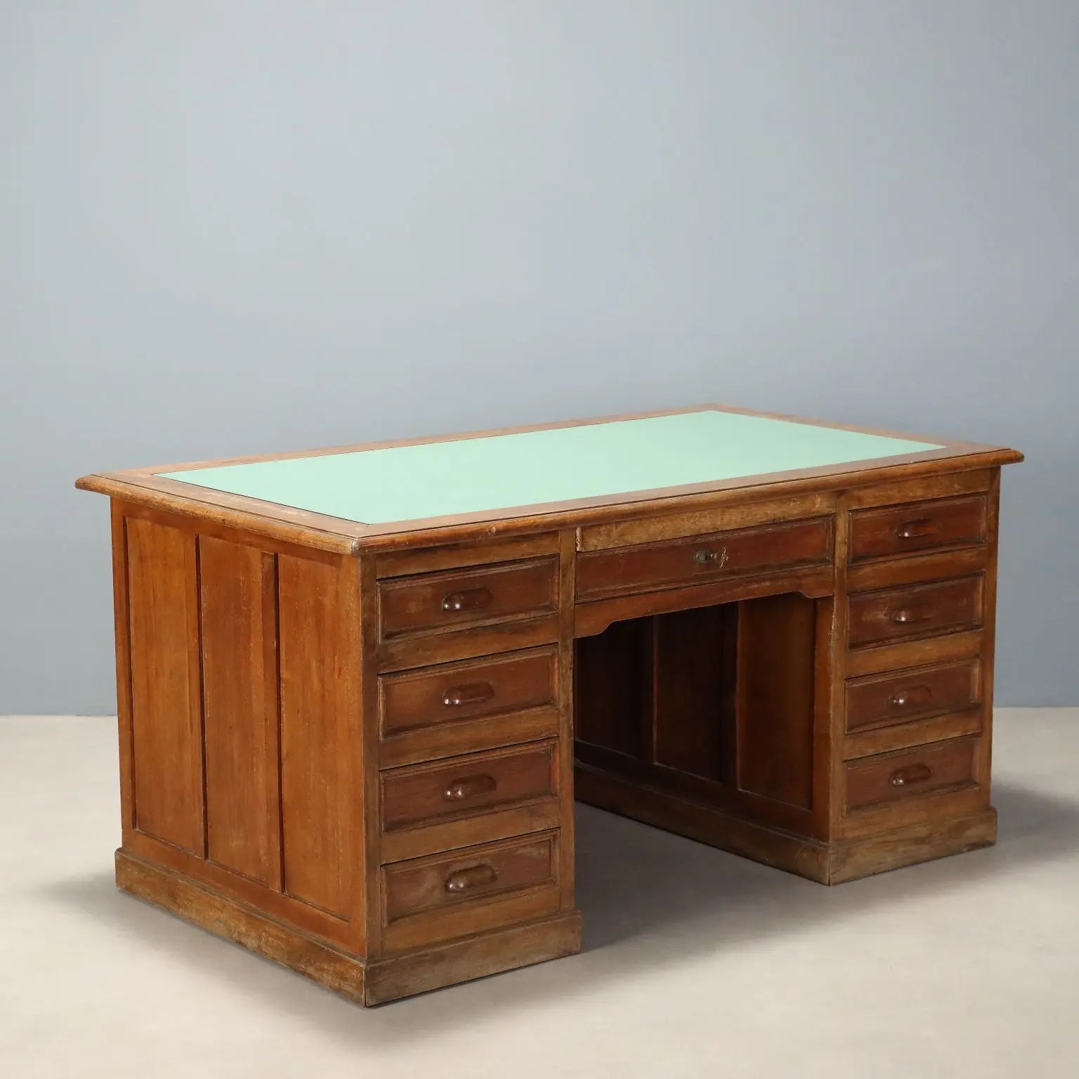Antique Writing Desk Oak Drawers Italy XX Century