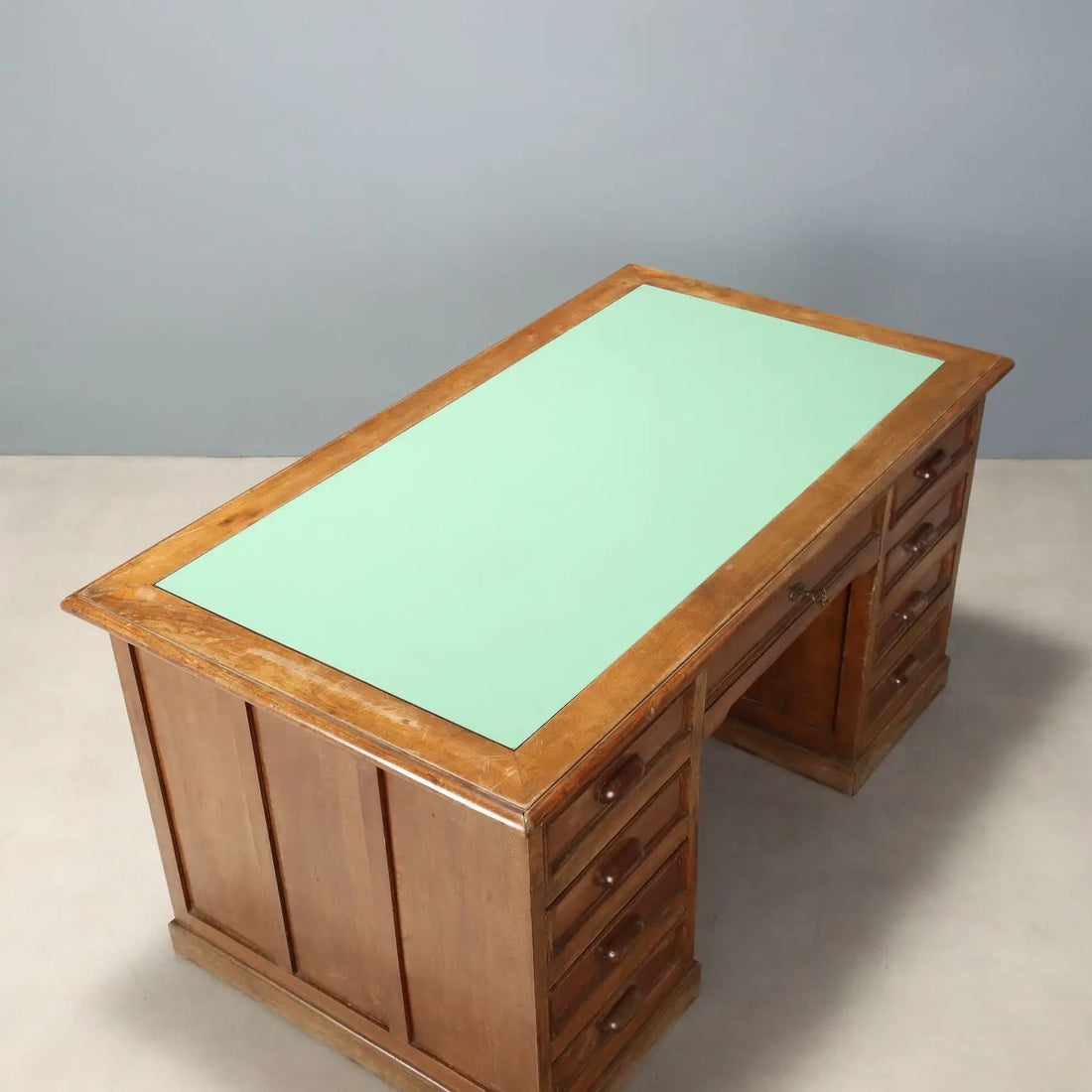 Antique Writing Desk Oak Drawers Italy XX Century