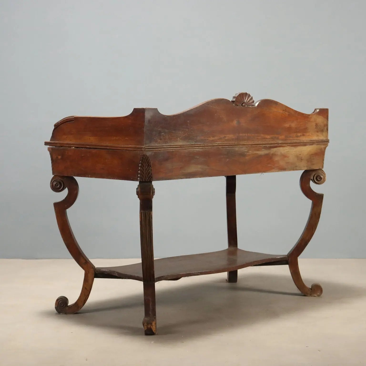 Antique Desk Empire Walnut Marble Top Italy XIX Century