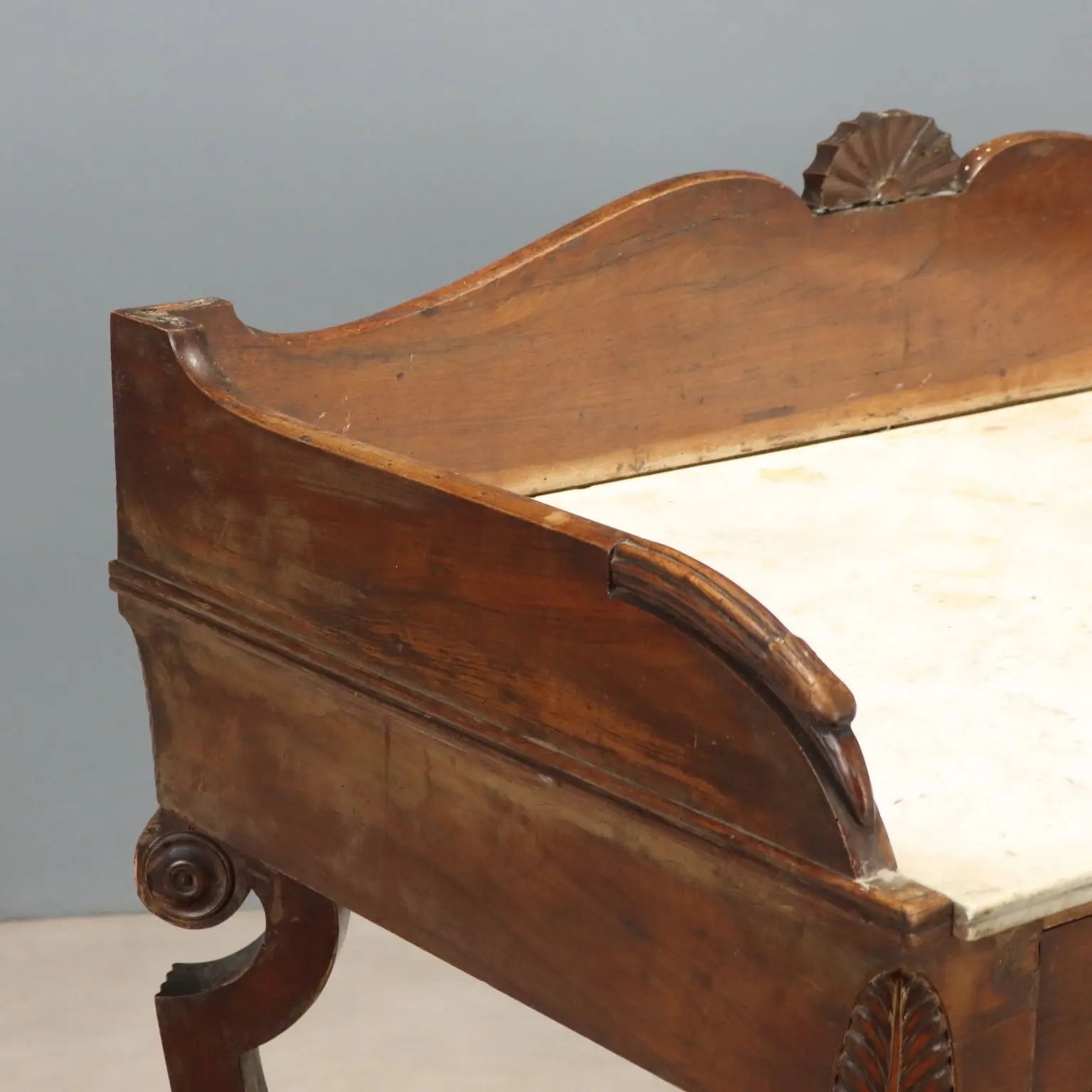 Antique Desk Empire Walnut Marble Top Italy XIX Century