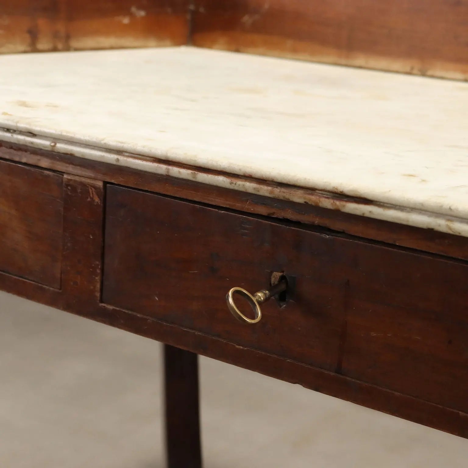 Antique Desk Empire Walnut Marble Top Italy XIX Century