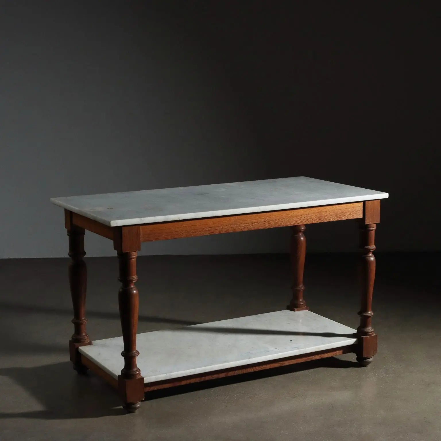 Antique Working Table Larch White Marble Italy XX Century - Italy | Antiques | Tables
