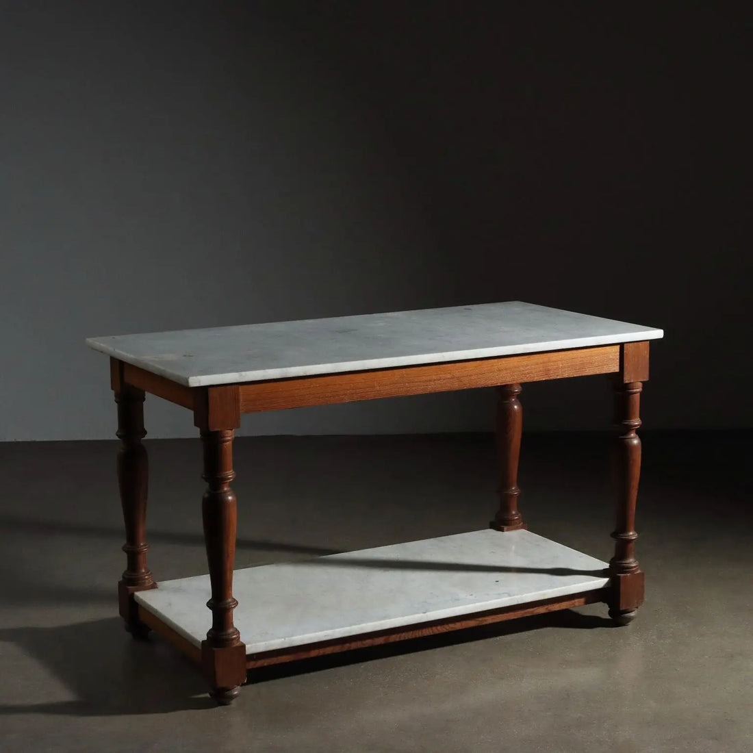 Antique Working Table Larch White Marble Italy XX Century - Italy | Antiques | Tables