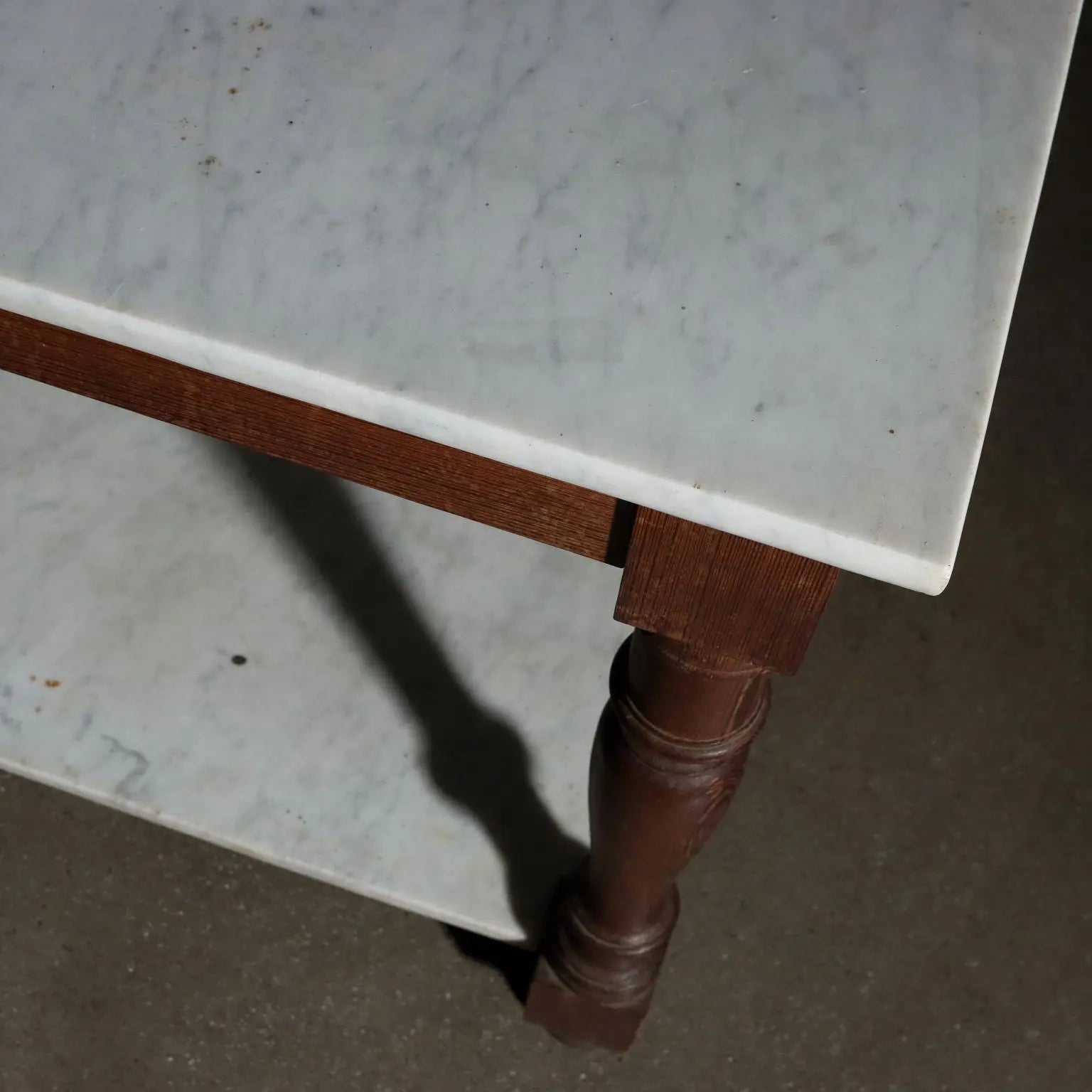 Antique Working Table Larch White Marble Italy XX Century - Italy | Antiques | Tables