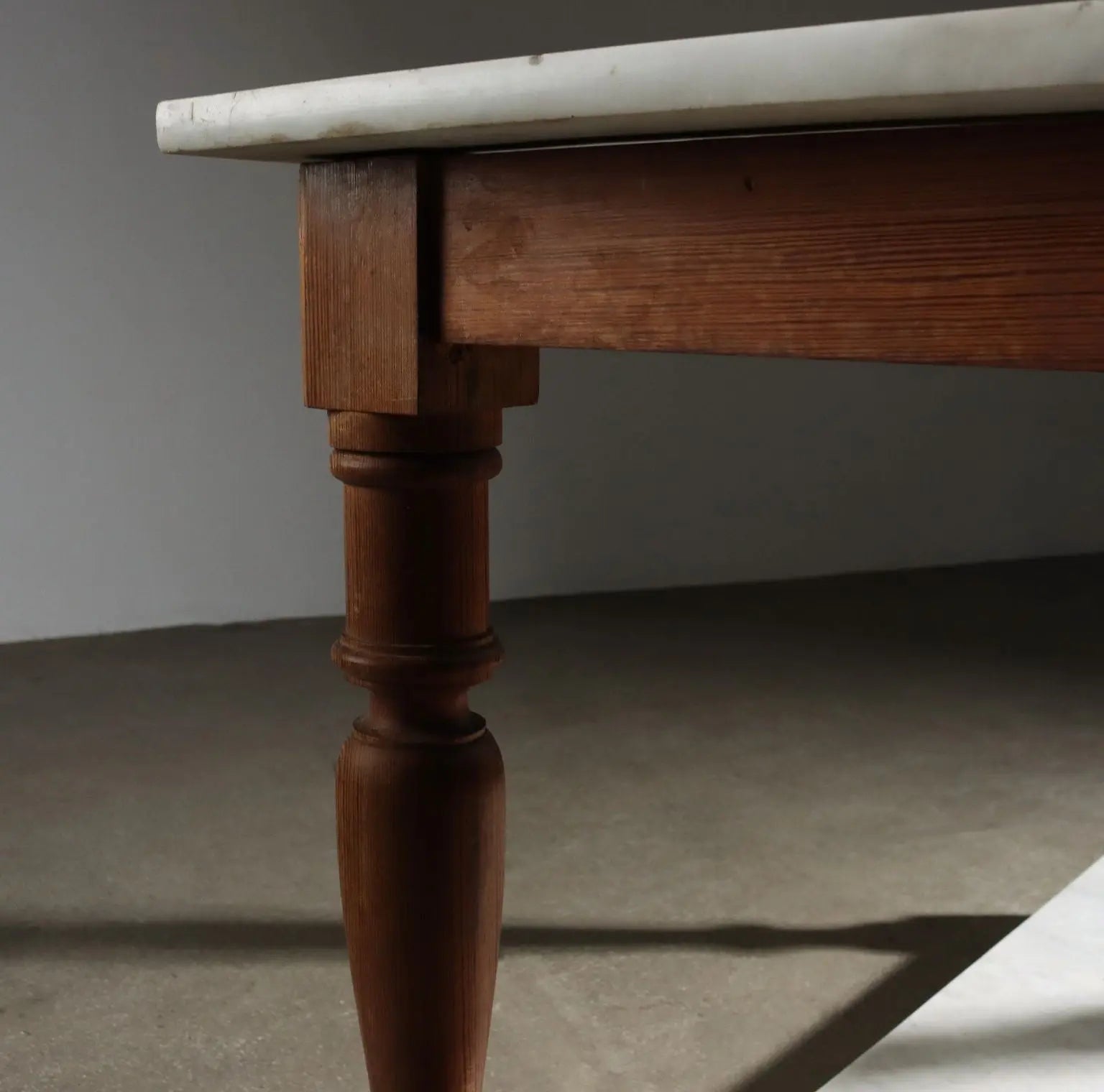 Antique Working Table Larch White Marble Italy XX Century - Italy | Antiques | Tables