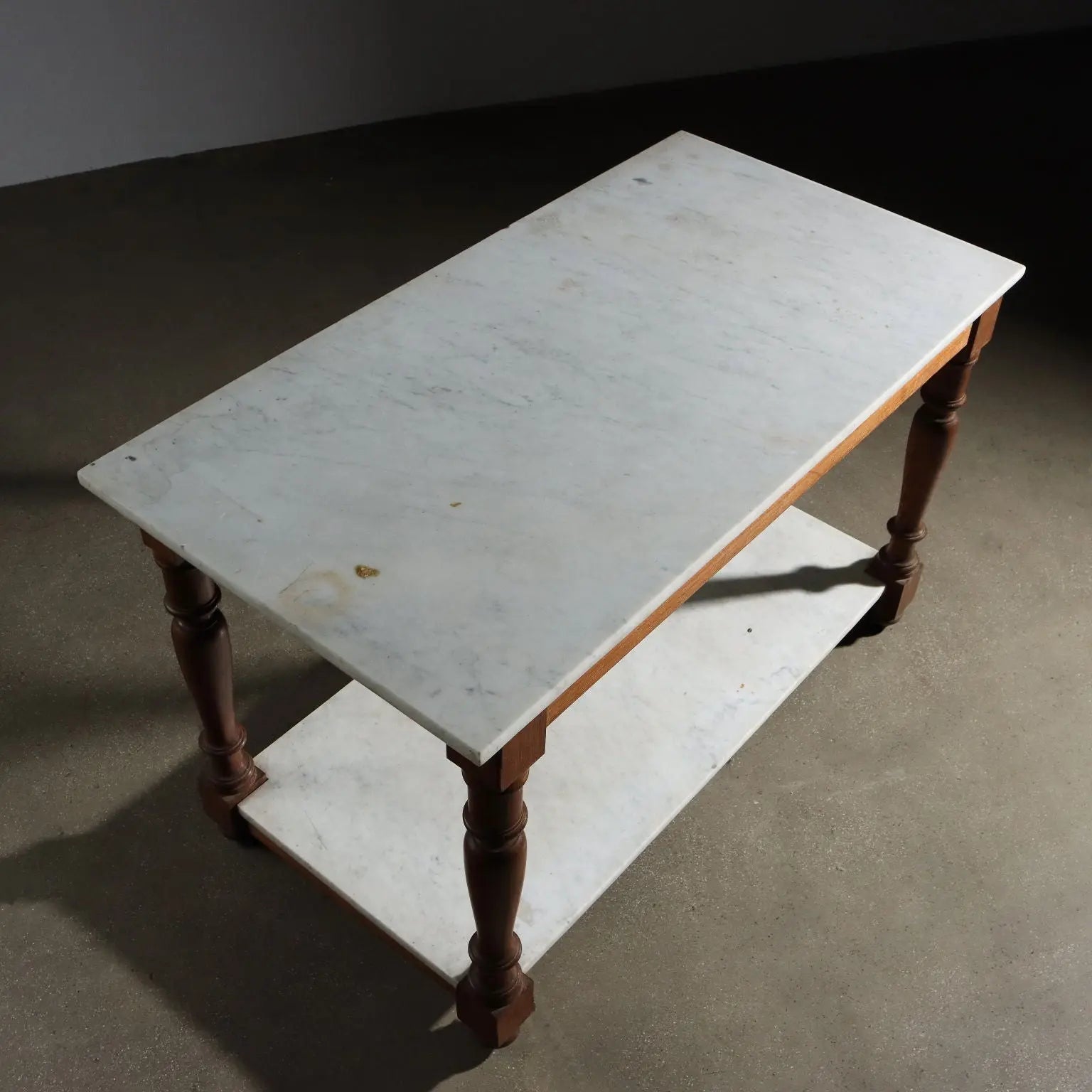 Antique Working Table Larch White Marble Italy XX Century - Italy | Antiques | Tables