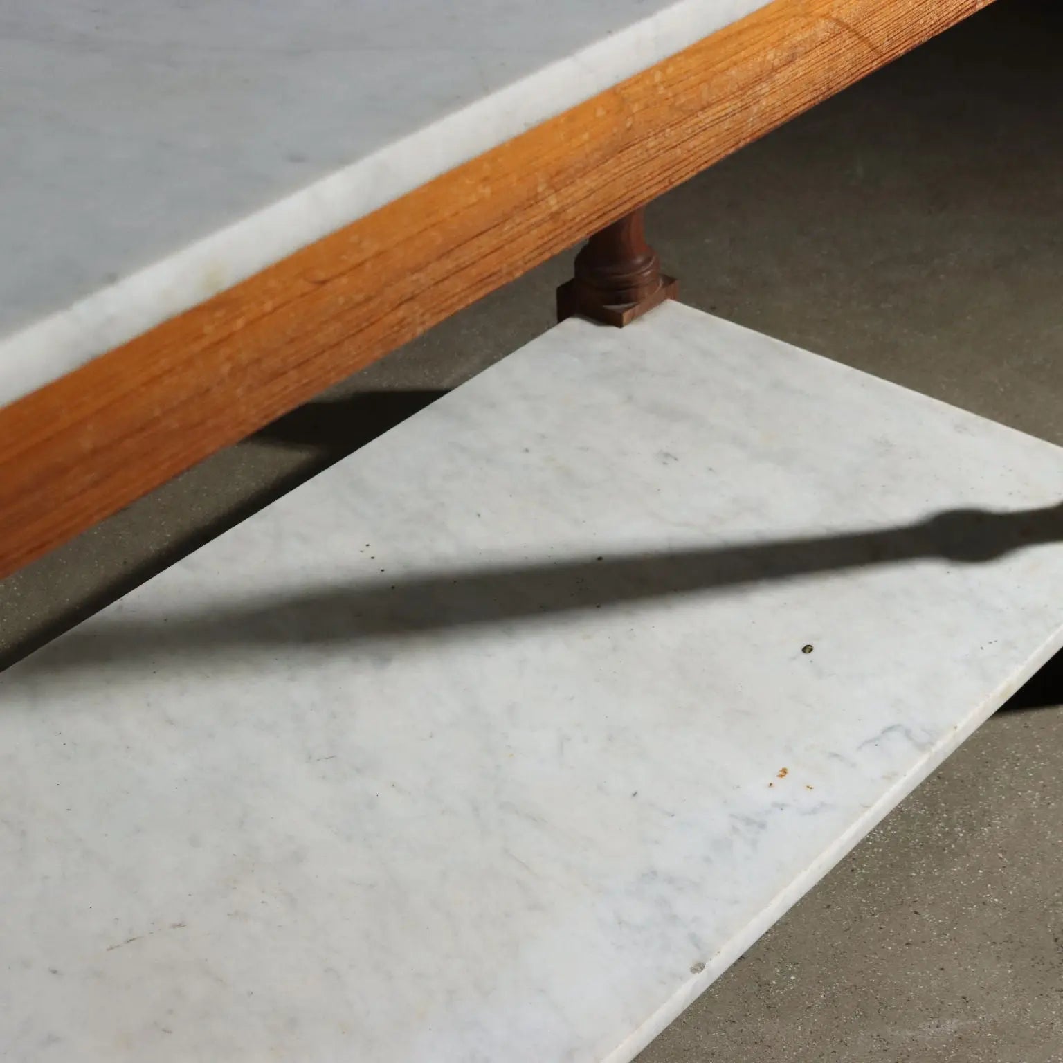 Antique Working Table Larch White Marble Italy XX Century - Italy | Antiques | Tables