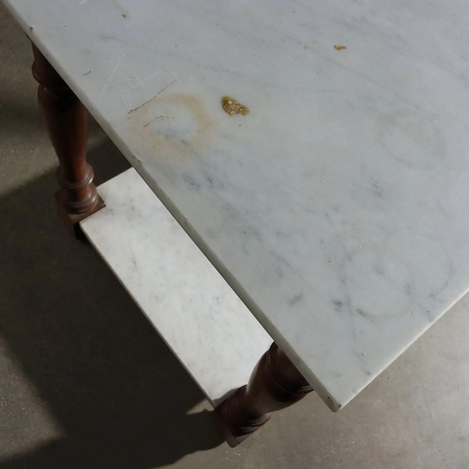 Antique Working Table Larch White Marble Italy XX Century - Italy | Antiques | Tables