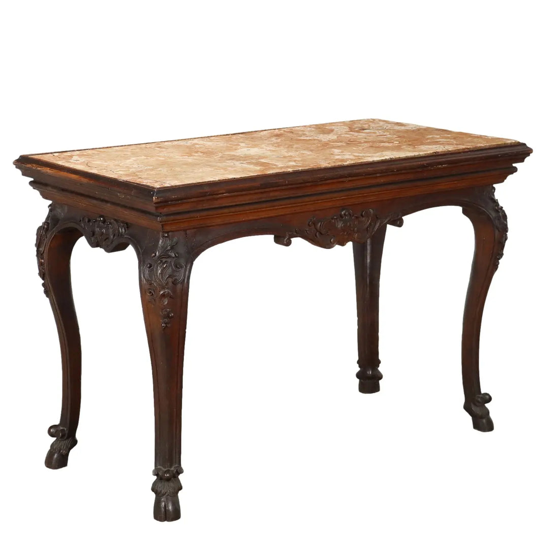 Baroque Walnut and Marble Table, Italy 17th Century