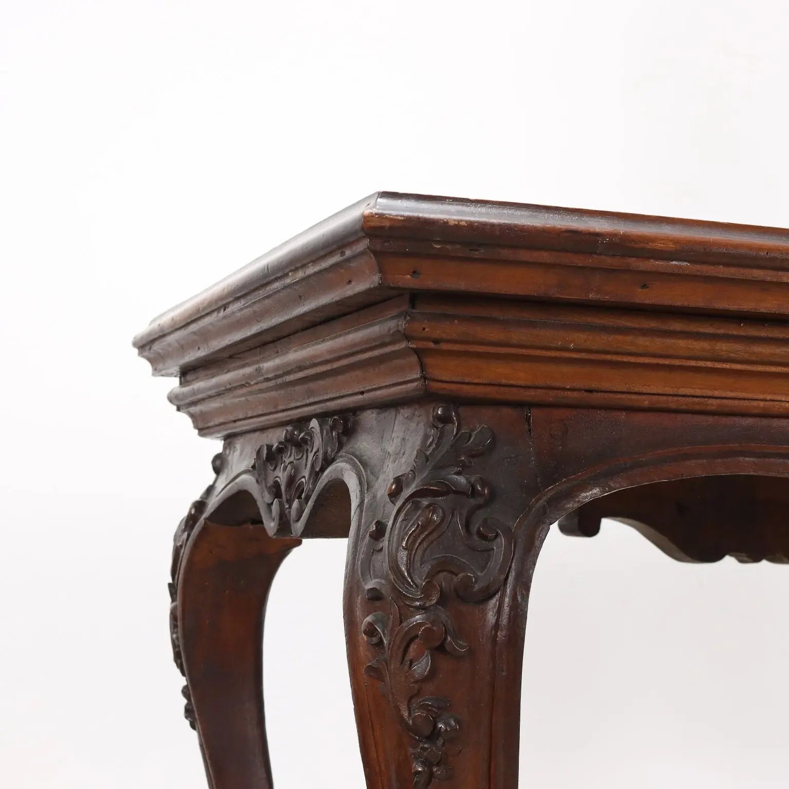 Baroque Walnut and Marble Table, Italy 17th Century