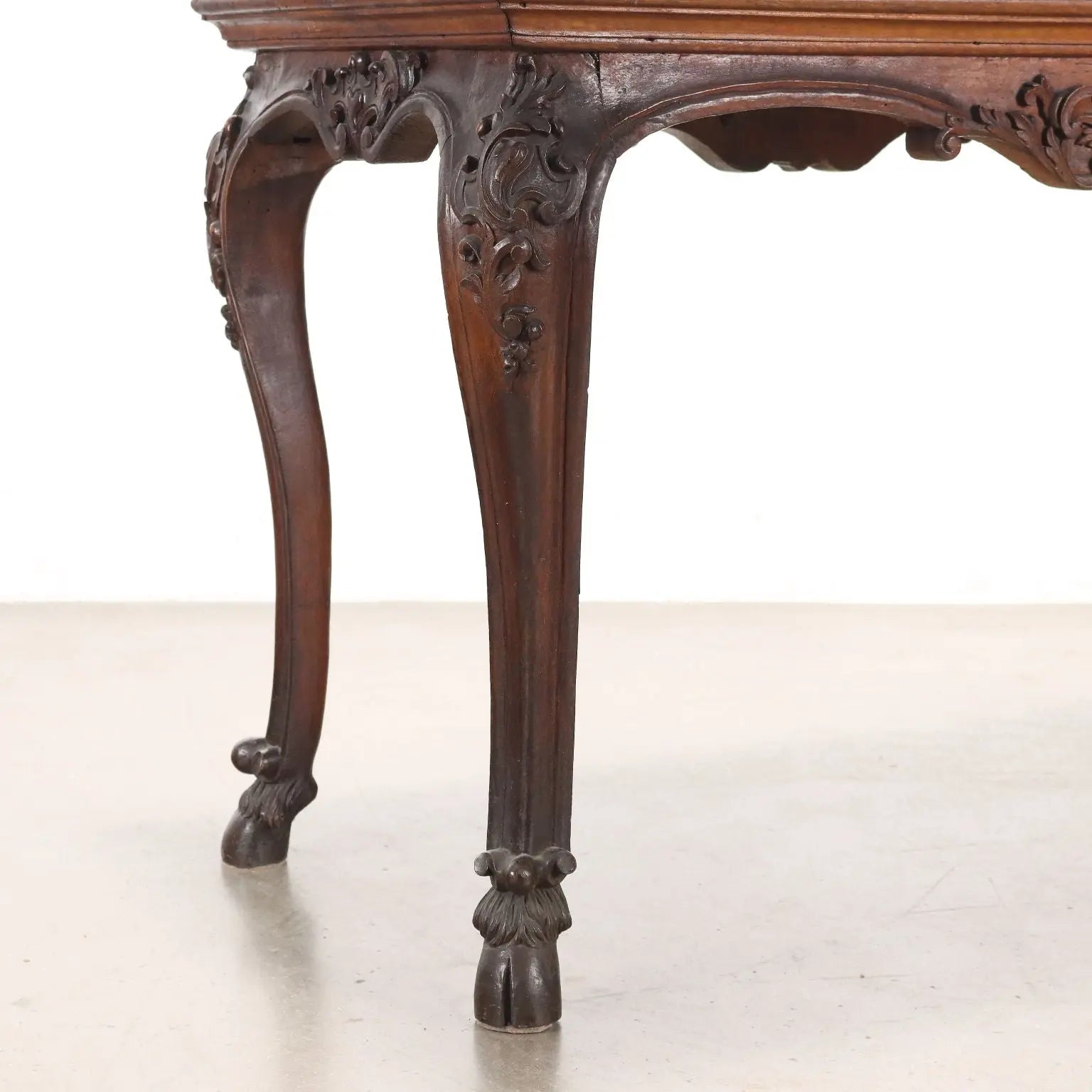 Baroque Walnut and Marble Table, Italy 17th Century