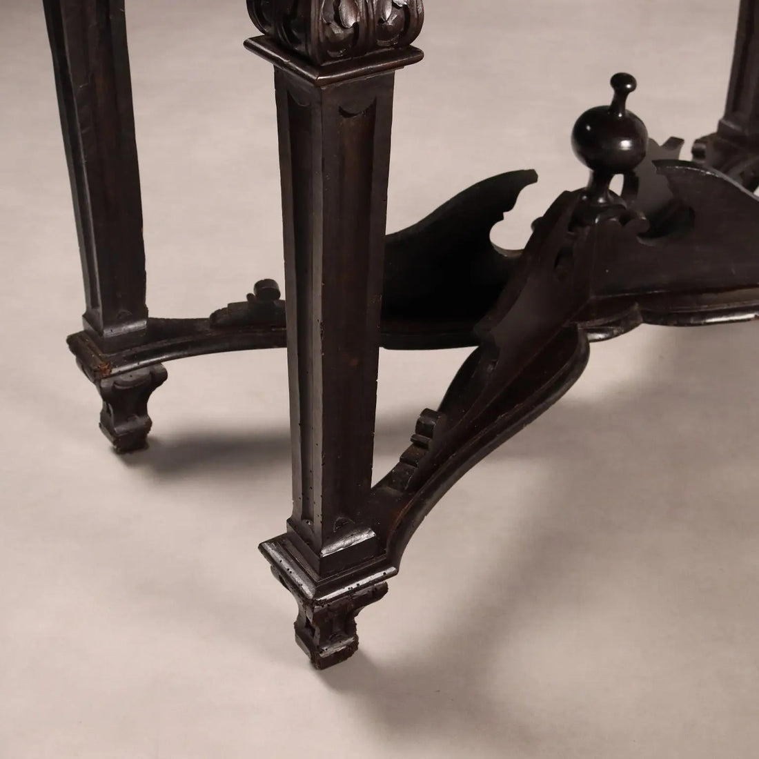 Antique Walnut Table with Leaf Carvings Ebonized Scagliola Top - Tuscany Late 17th Century | Antiques | Tables