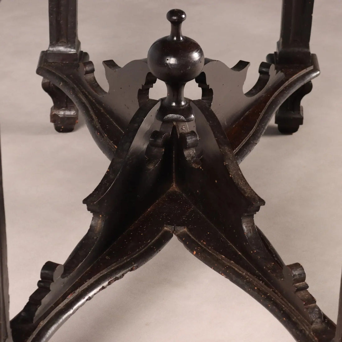 Antique Walnut Table with Leaf Carvings Ebonized Scagliola Top - Tuscany Late 17th Century | Antiques | Tables