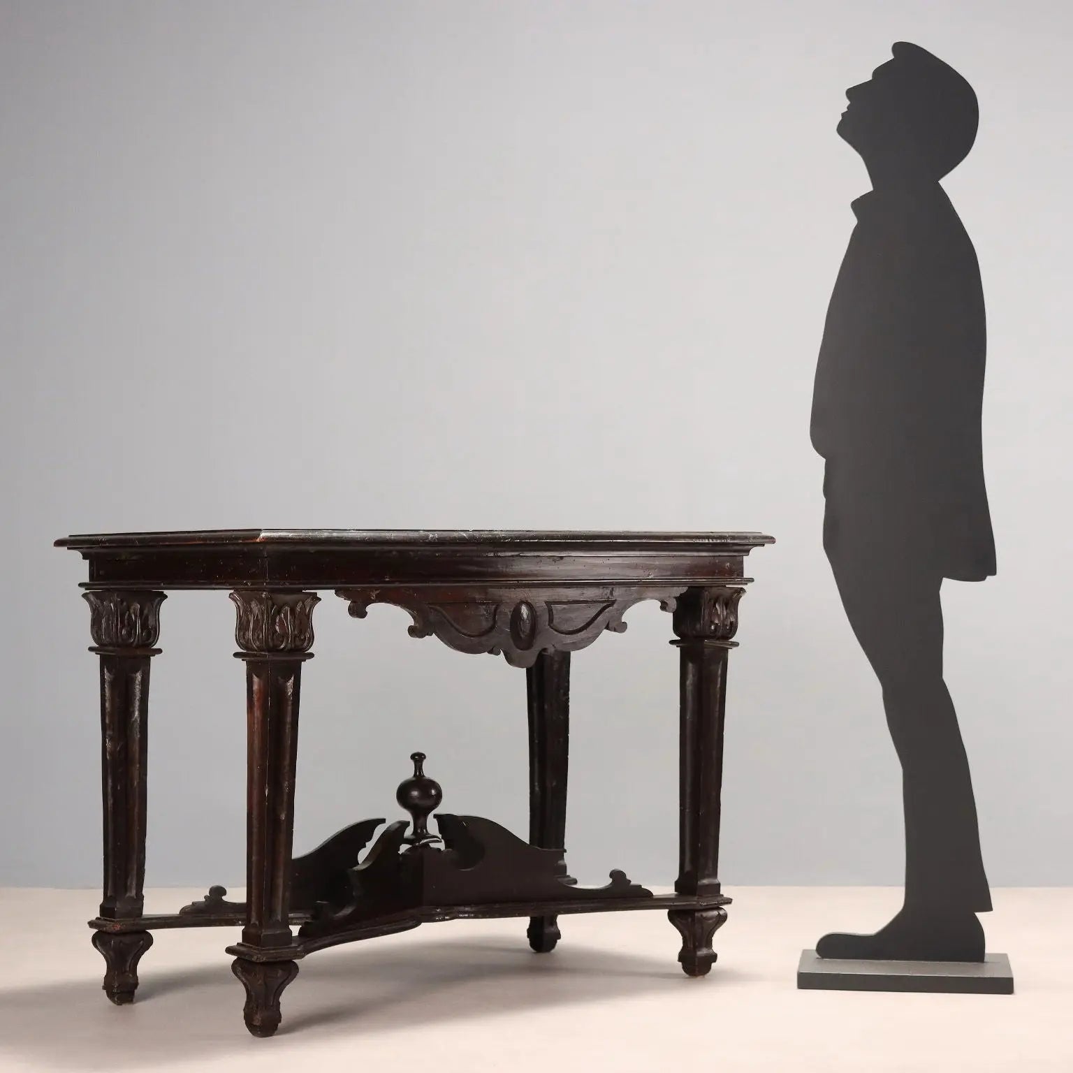 Antique Walnut Table with Leaf Carvings Ebonized Scagliola Top - Tuscany Late 17th Century | Antiques | Tables