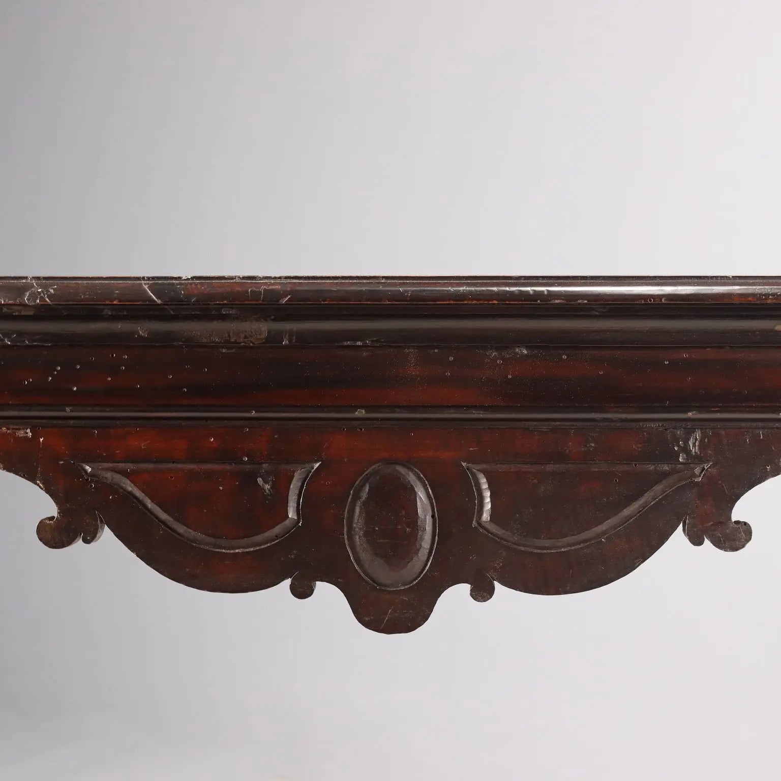 Antique Walnut Table with Leaf Carvings Ebonized Scagliola Top - Tuscany Late 17th Century | Antiques | Tables