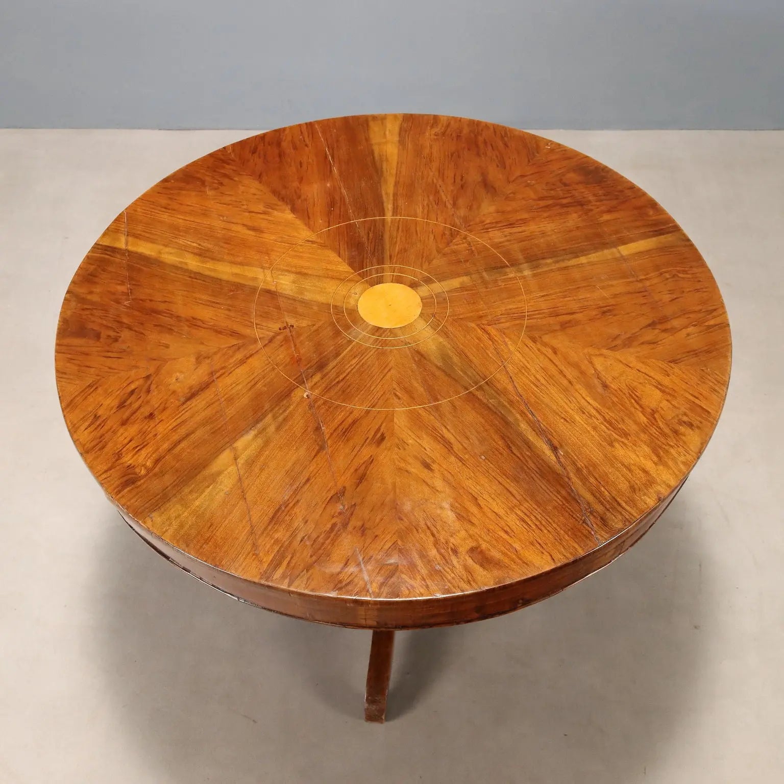 Antique Round Table Walnut Inlays Drawer Italy XIX Century - Italy, XIX Century | Antiques | Tables