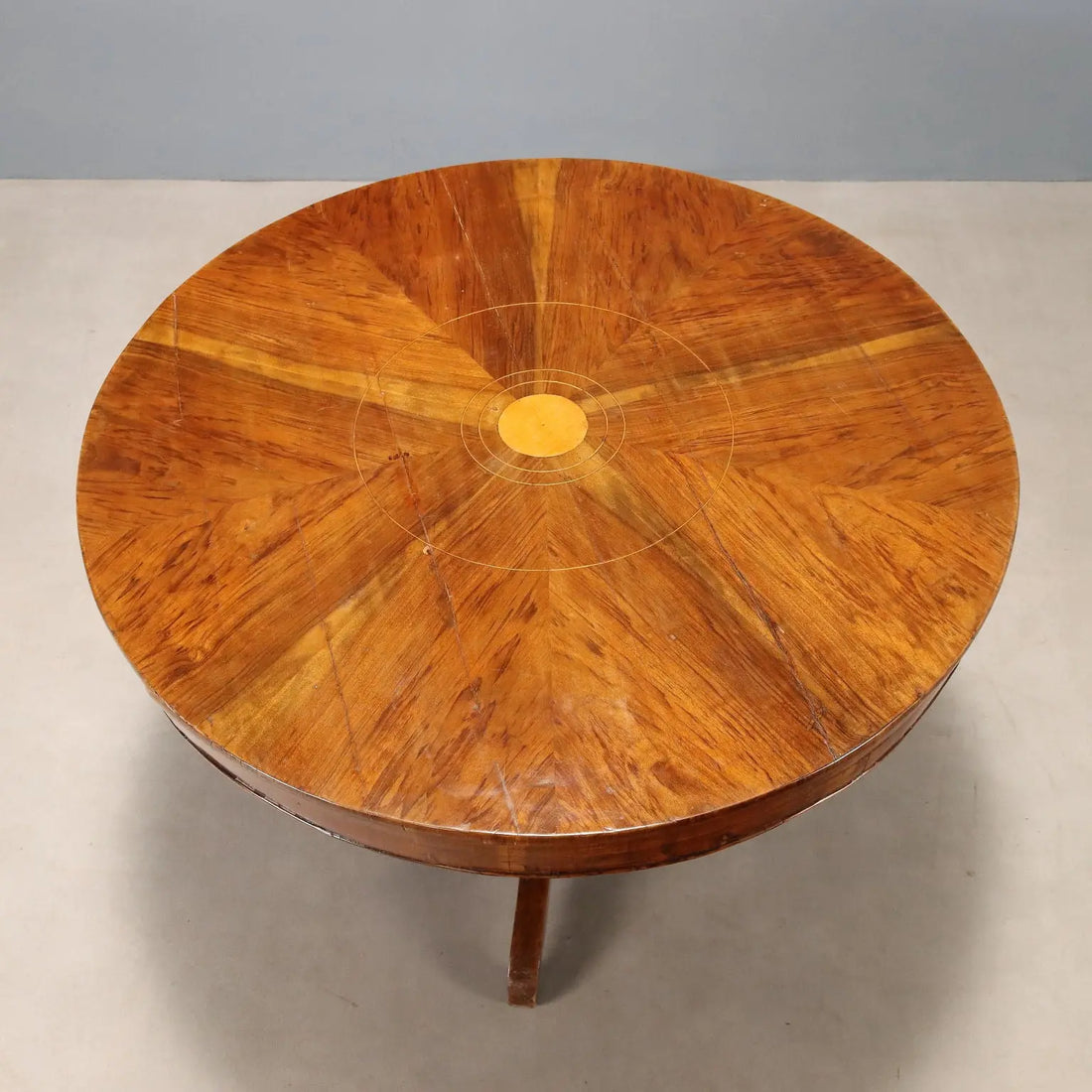 Antique Round Table Walnut Inlays Drawer Italy XIX Century - Italy, XIX Century | Antiques | Tables