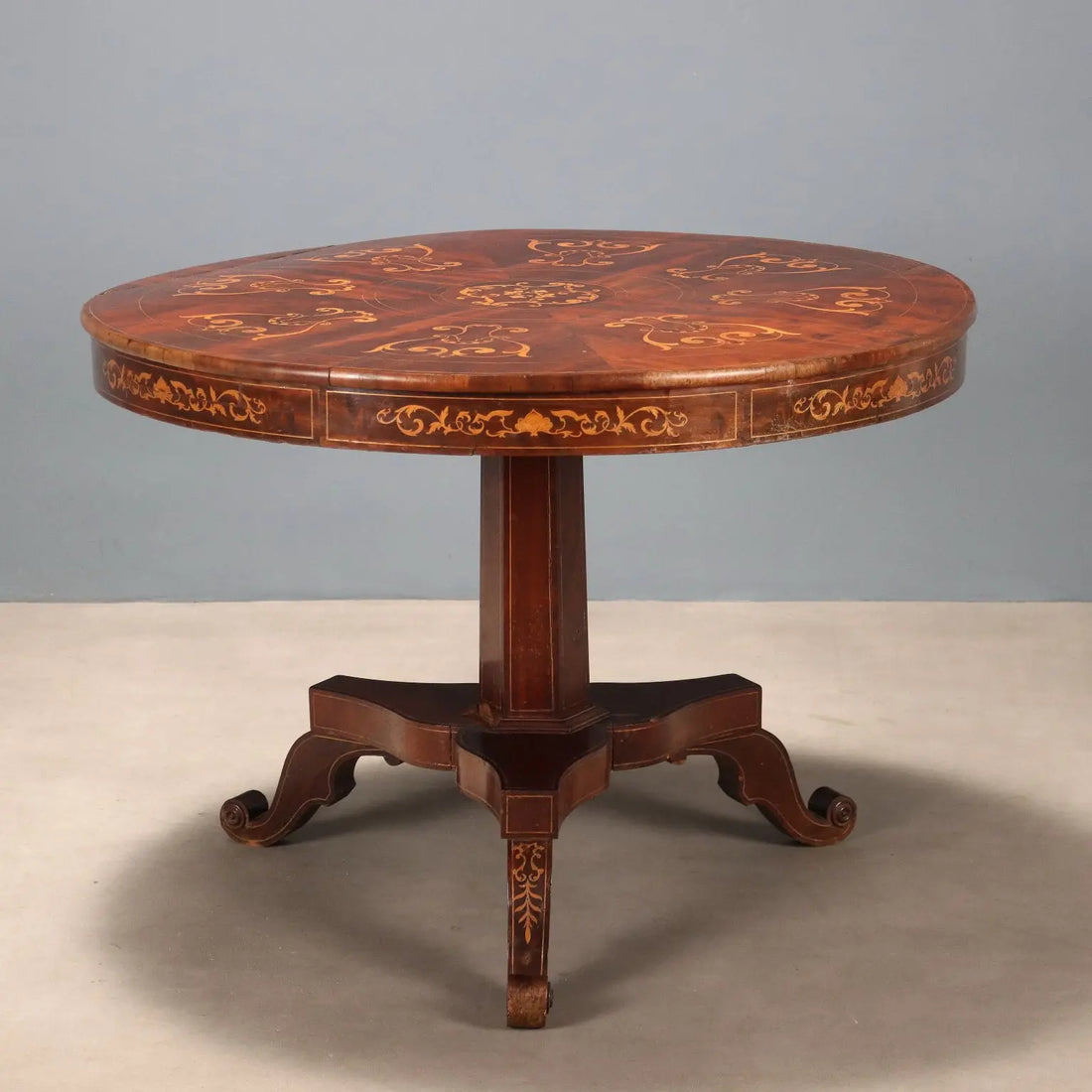 Carlo X Mahogany Table with Inlays - Italy, 19th Century