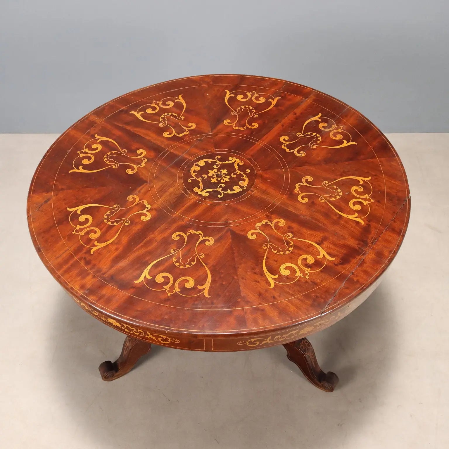 Carlo X Mahogany Table with Inlays - Italy, 19th Century
