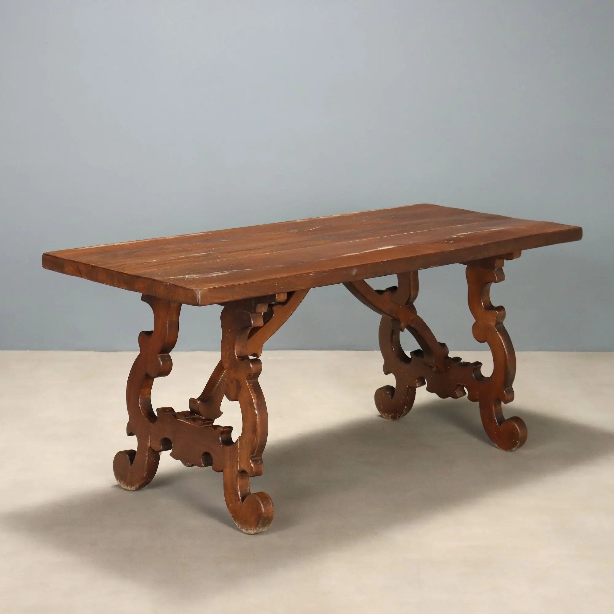 Antique Refectory Table Walnut Painted Oak Italy XX Century