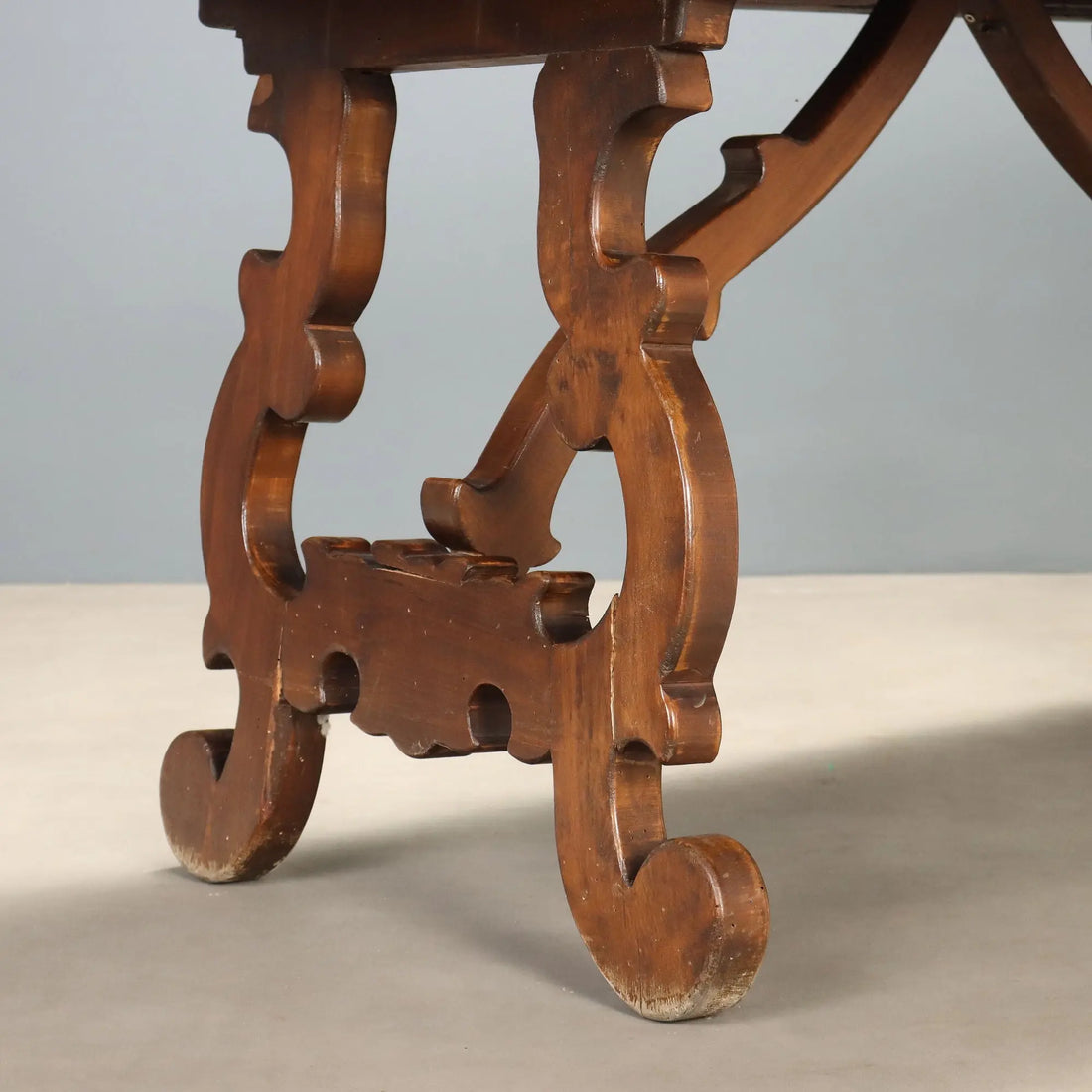 Antique Refectory Table Walnut Painted Oak Italy XX Century