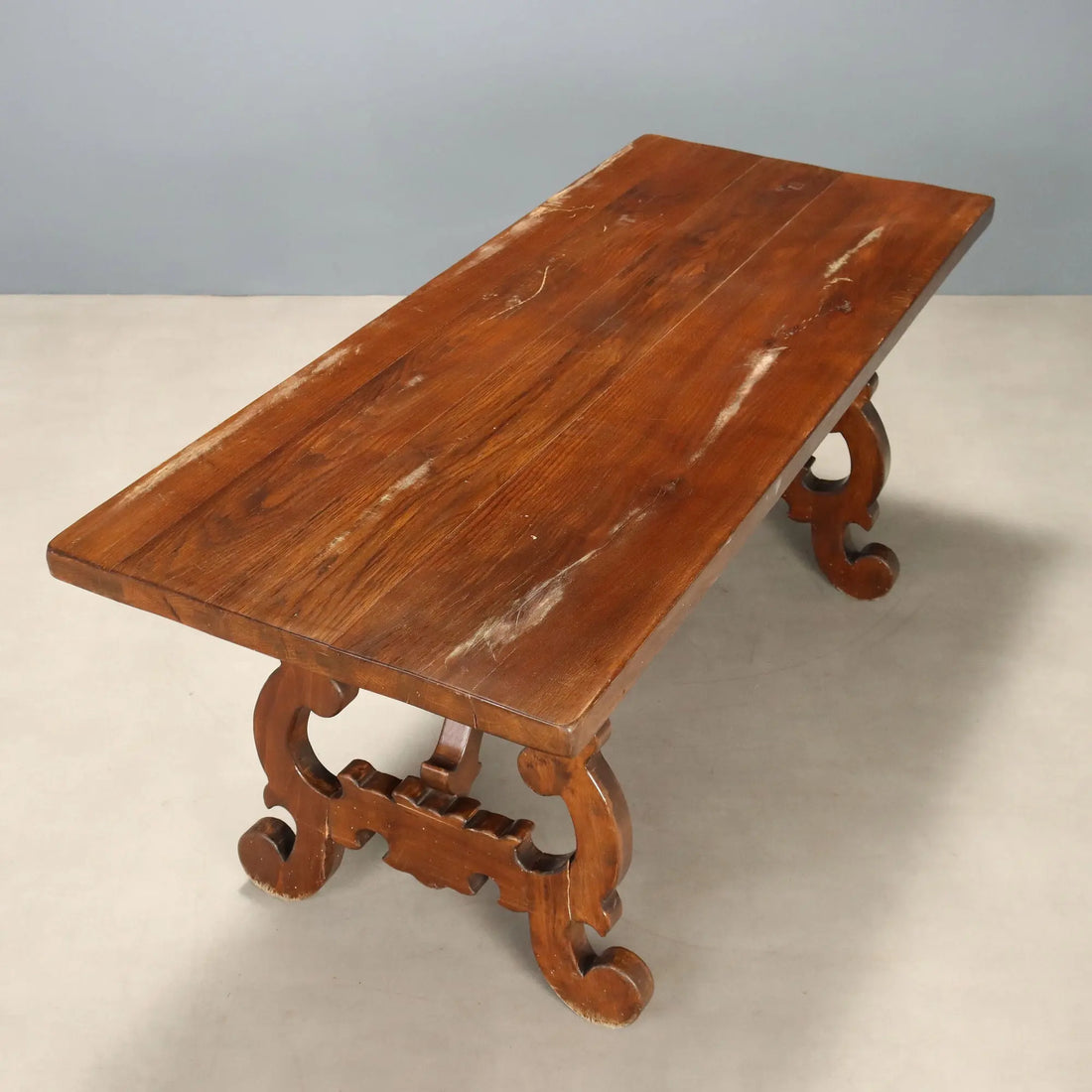 Antique Refectory Table Walnut Painted Oak Italy XX Century