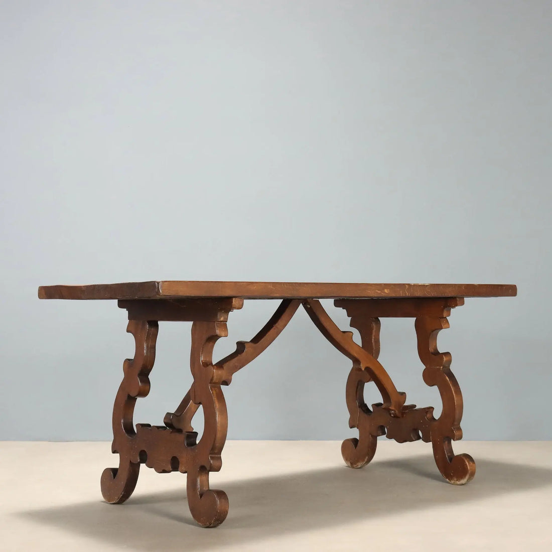 Antique Refectory Table Walnut Painted Oak Italy XX Century