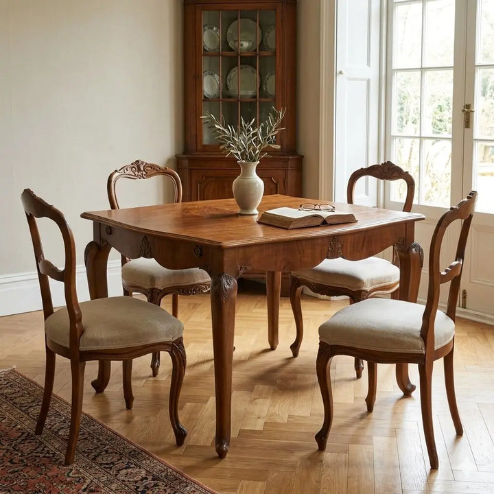 Antique Table Walnut Leafy Carving Shaped Feet Italy XX Century - Italy, Early XX Century | Antiques | Tables