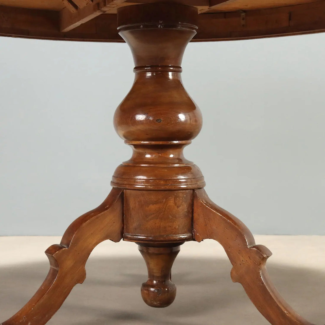 Round Walnut Table with Inlay, 19th Century