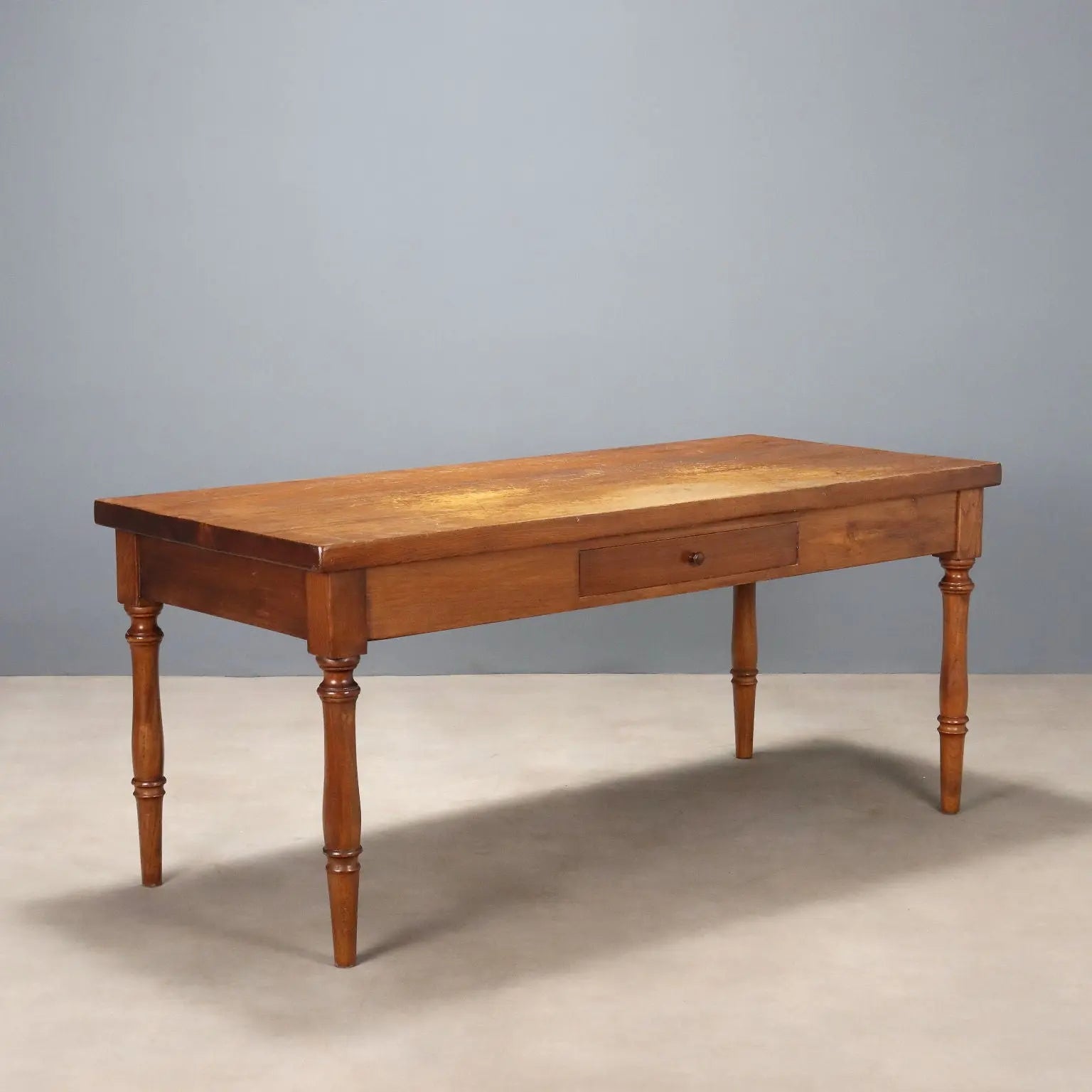 Antique Table Oak with Drawer Shaped Feet Italy XX Century