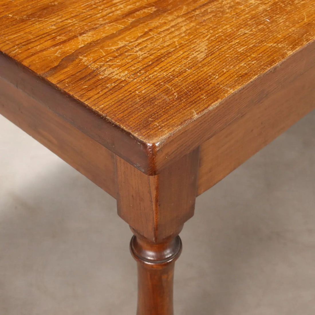 Antique Table Oak with Drawer Shaped Feet Italy XX Century