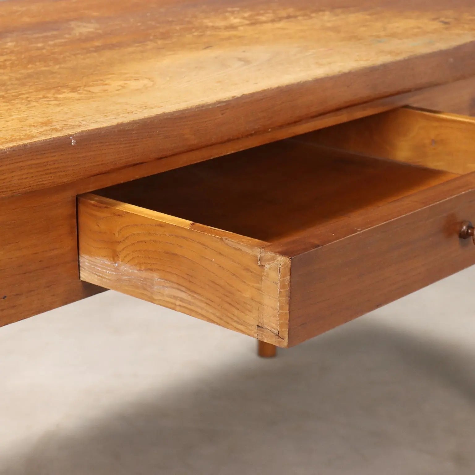 Antique Table Oak with Drawer Shaped Feet Italy XX Century