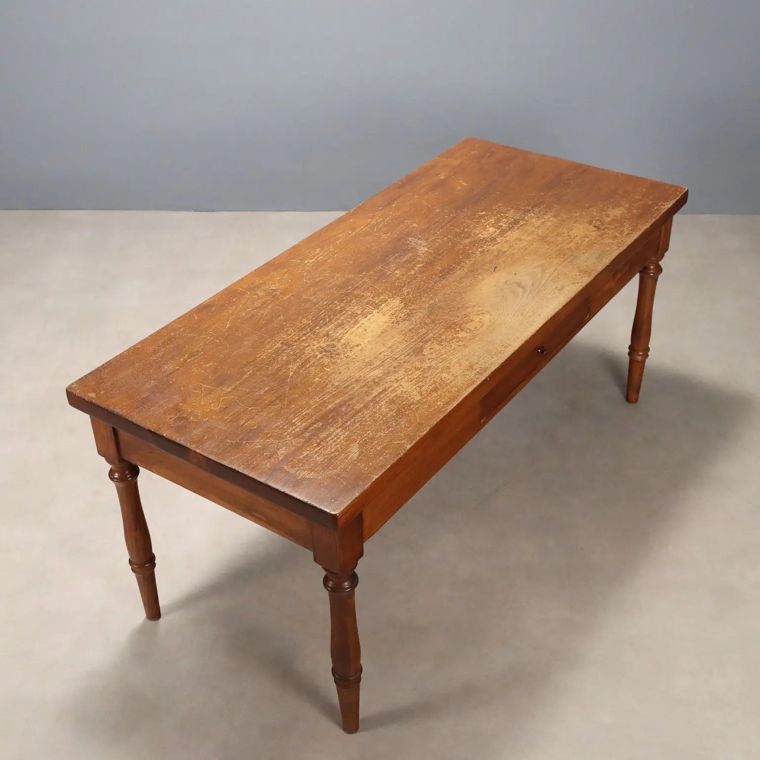 Antique Table Oak with Drawer Shaped Feet Italy XX Century