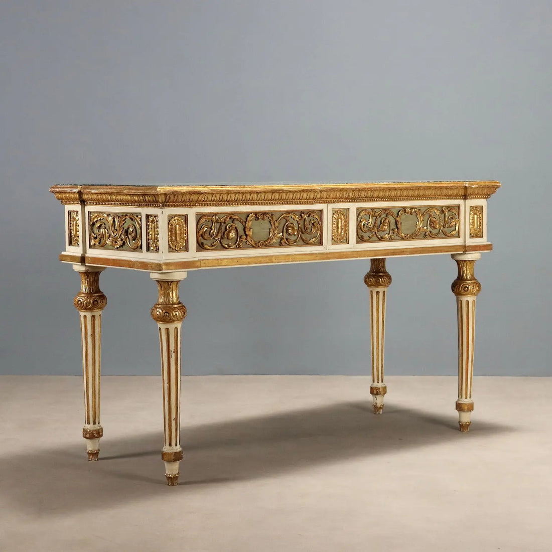 Antique Eclectic Table Lacquered Wood Marble Italy XIX Century - Italy, Mid XIX Century | Antiques | Tables