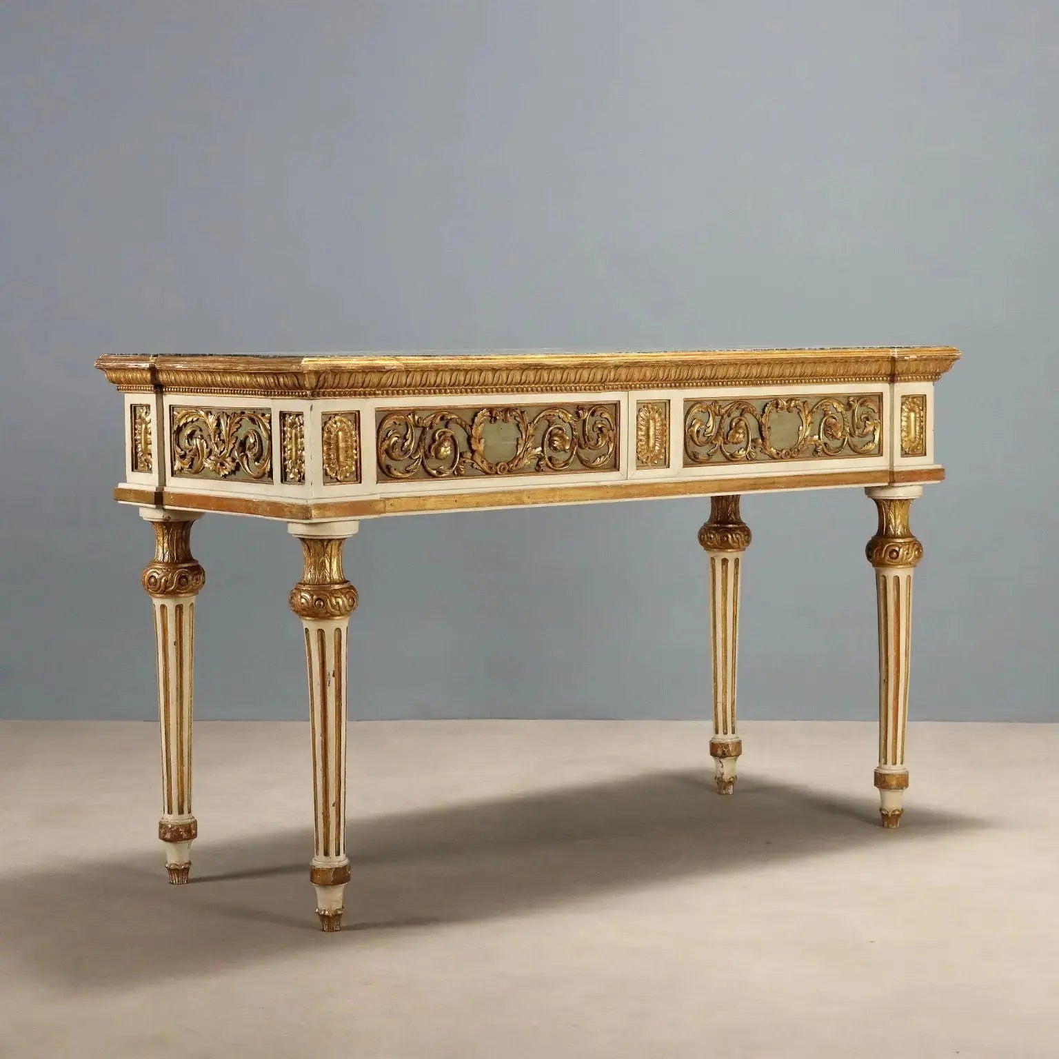 Antique Eclectic Table Lacquered Wood Marble Italy XIX Century - Italy, Mid XIX Century | Antiques | Tables