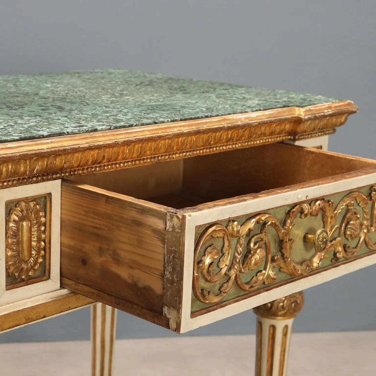 Antique Eclectic Table Lacquered Wood Marble Italy XIX Century - Italy, Mid XIX Century | Antiques | Tables