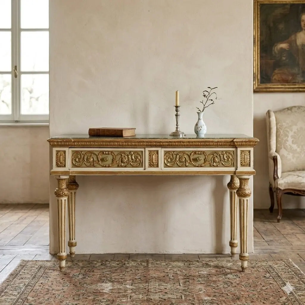 Antique Eclectic Table Lacquered Wood Marble Italy XIX Century - Italy, Mid XIX Century | Antiques | Tables